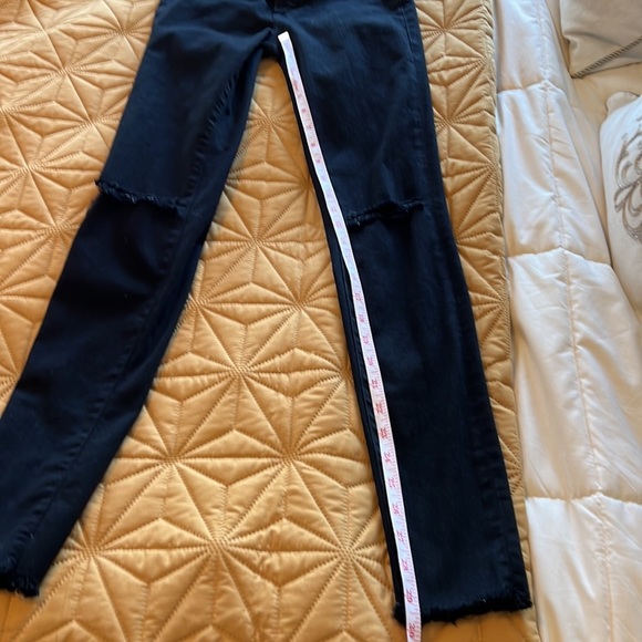 Frame Demin Mid Rise Le Skinny de Jeanne Distressed Black Denim Jean Size 24 - Picture 13 of 15